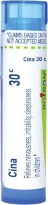 Boiron Cina 30C homeopathic pellets for nervousness, irritability, and sleeplessness in children