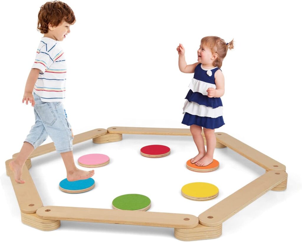 INFANS wooden balance beam and stepping stones set for toddlers